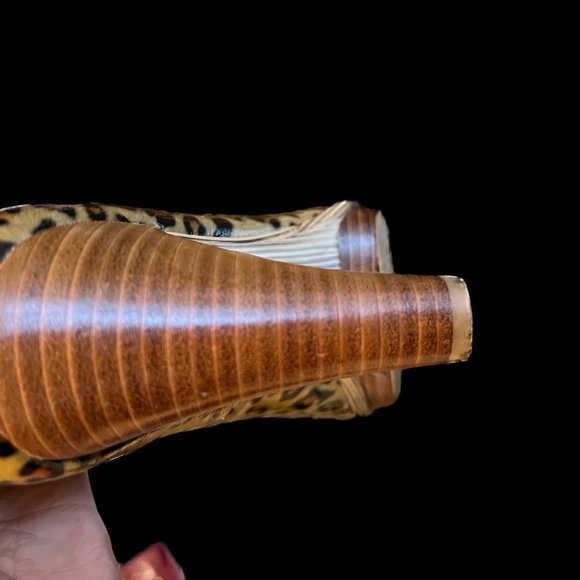 Sofft Ramona II Patent Leather Leopard Peep-Toe Platform Heels 9  M/B - Picture 4 of 6